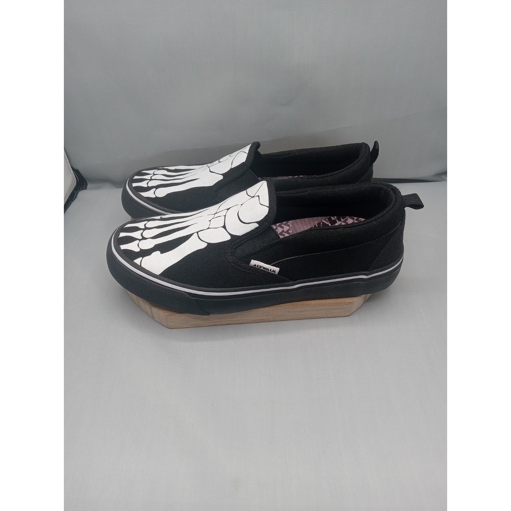 BOY'S AIRWALK-SIDEKICK CANVAS FABRIC SKELATON SLIP‎ ON BLACK ATHLETIC Shoes Sz 5 - Picture 3 of 16